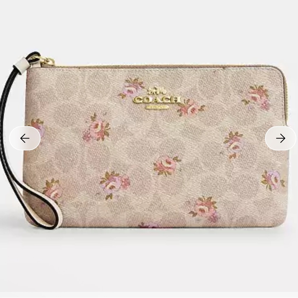 Coach Corner Zip Wristlet Large
In Signature Canvas With Floral Print NWT
